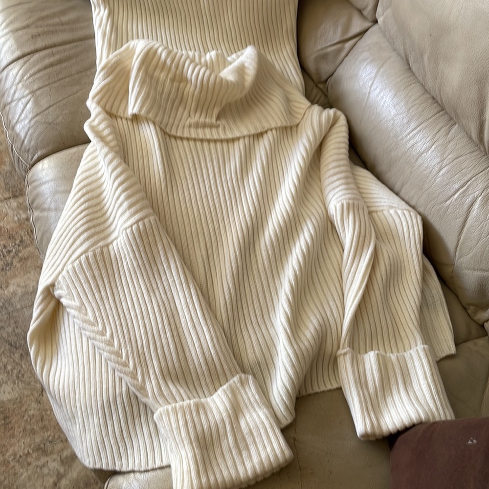 2pc turtleneck cream sweater and skirt, size 1 never worn. Fashion To Figure. - Picture 2 of 3